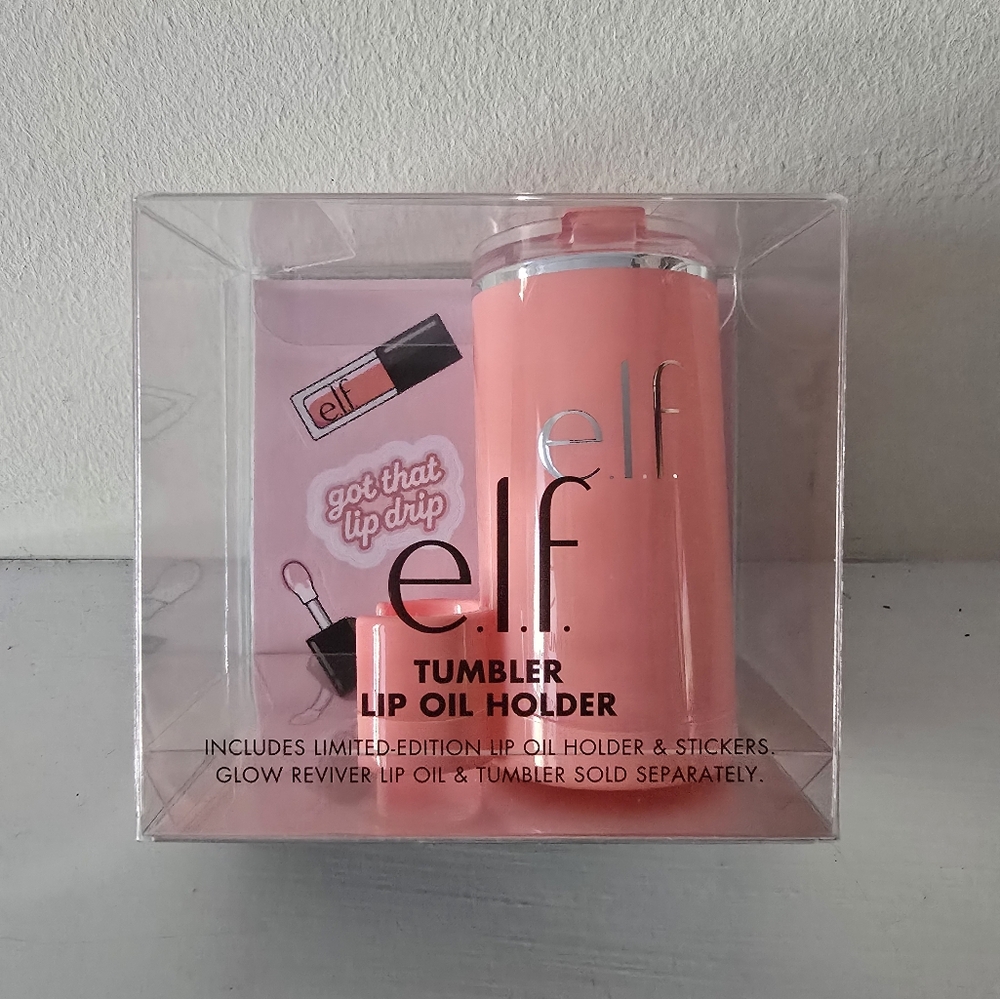 e.l.f. Tumbler Lip Oil Holder – Pink w/ Stickers (NIB)